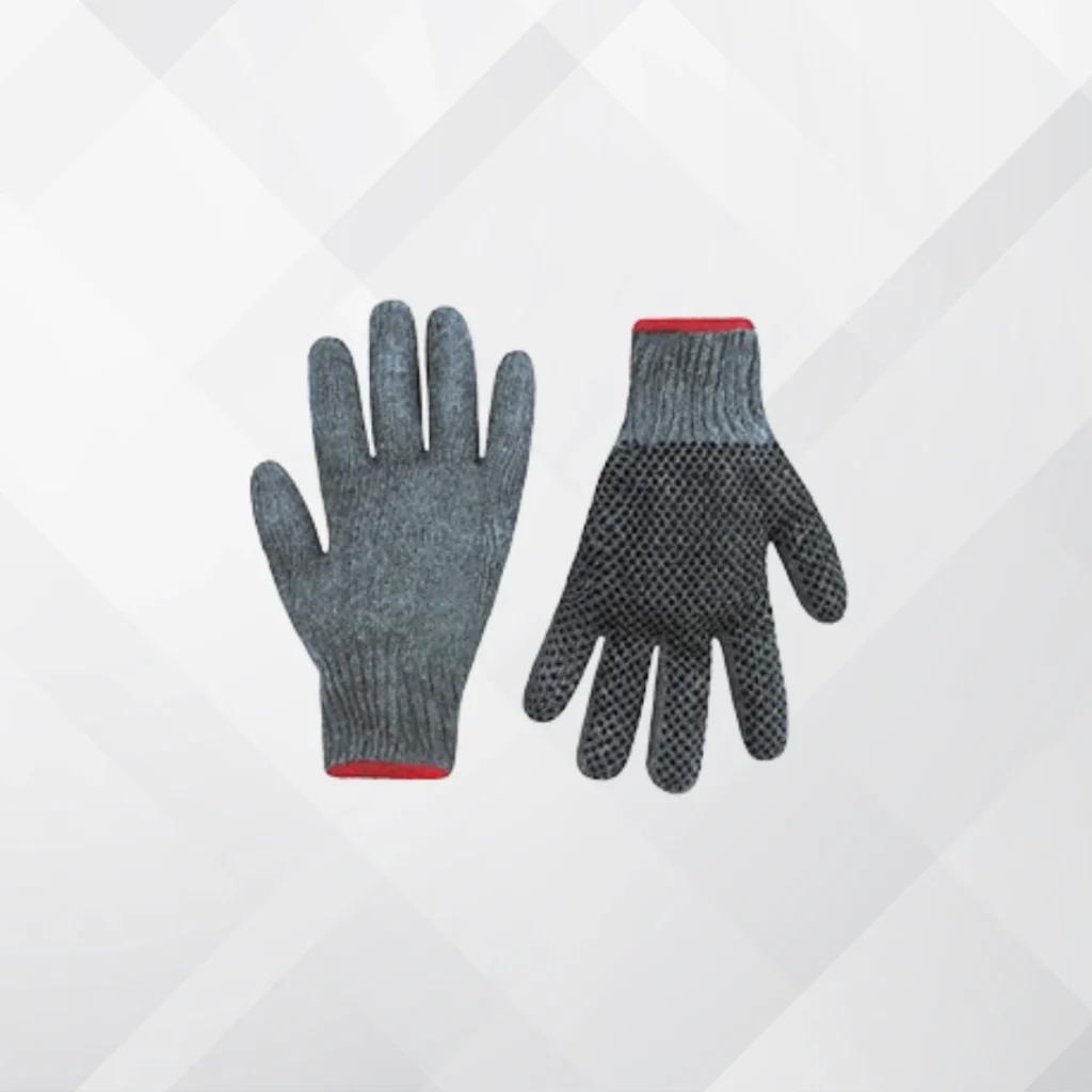 Guante de tela tejidos con puntos PVC color gris